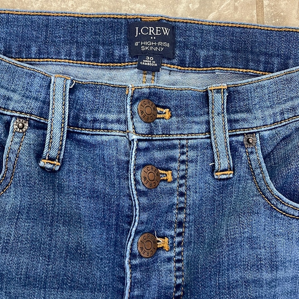 J Crew 10" highest-rise button-fly skinny jean in vintage cape wash Sz 30